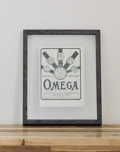 Vintage Framed Omega Advertisement